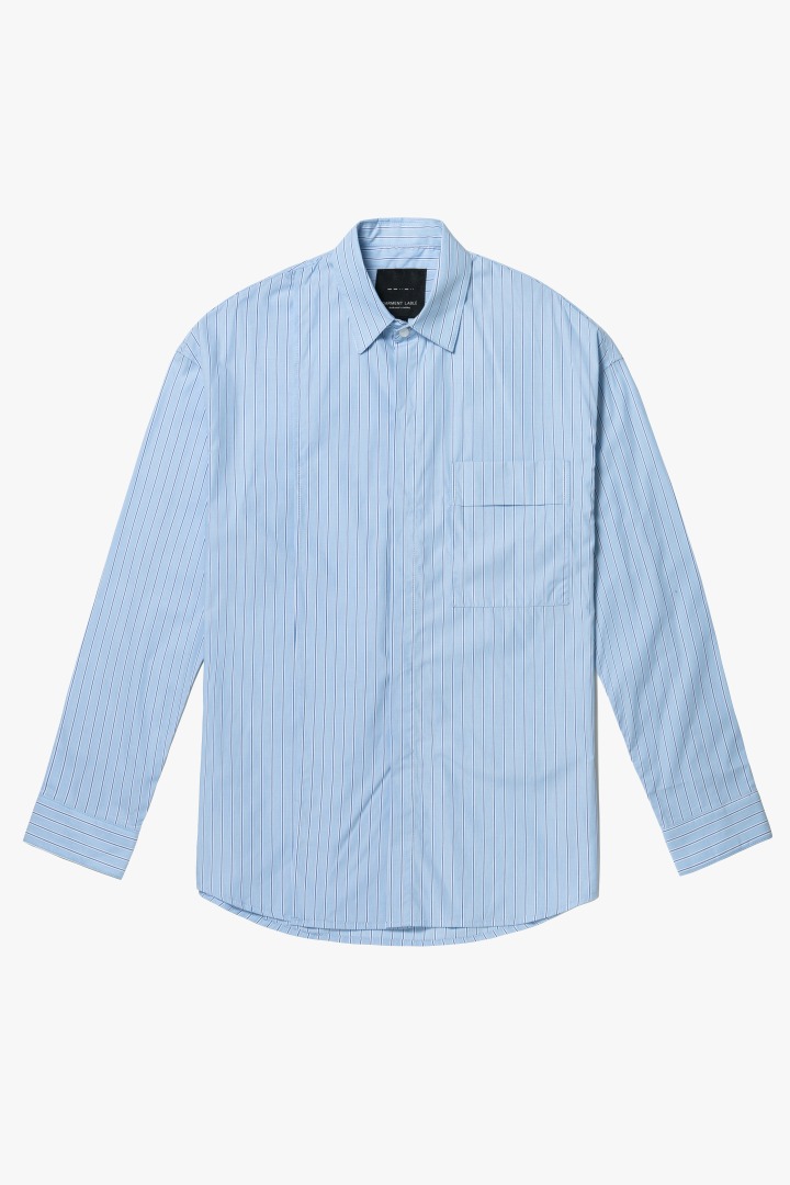 Addition Over Stripe Shirt - Sky Blue