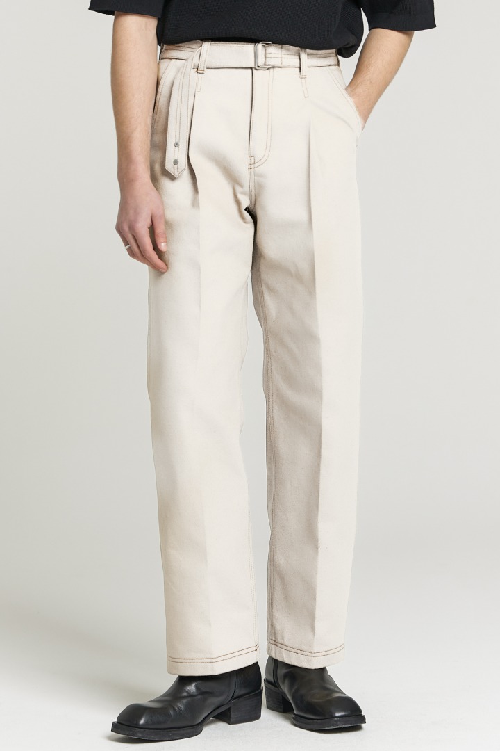Structure Belted Jeans - Cream