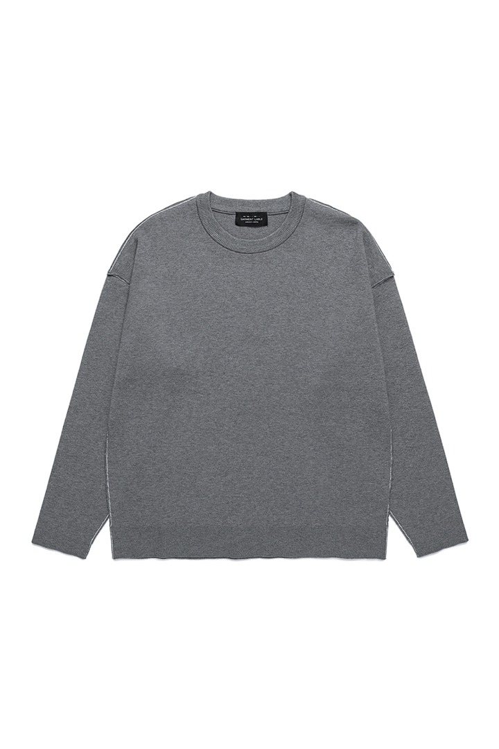 Contrast Outline Knit - Melange Grey