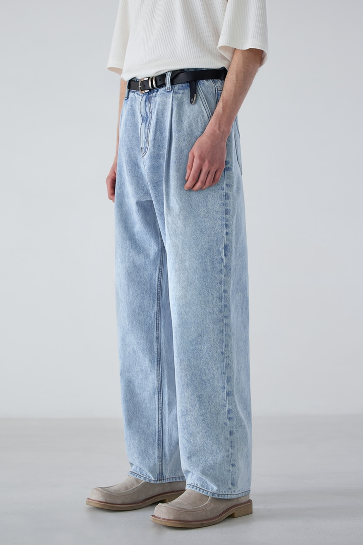 [4/29 예약배송] Proper Wide Denim Pants - Light Blue